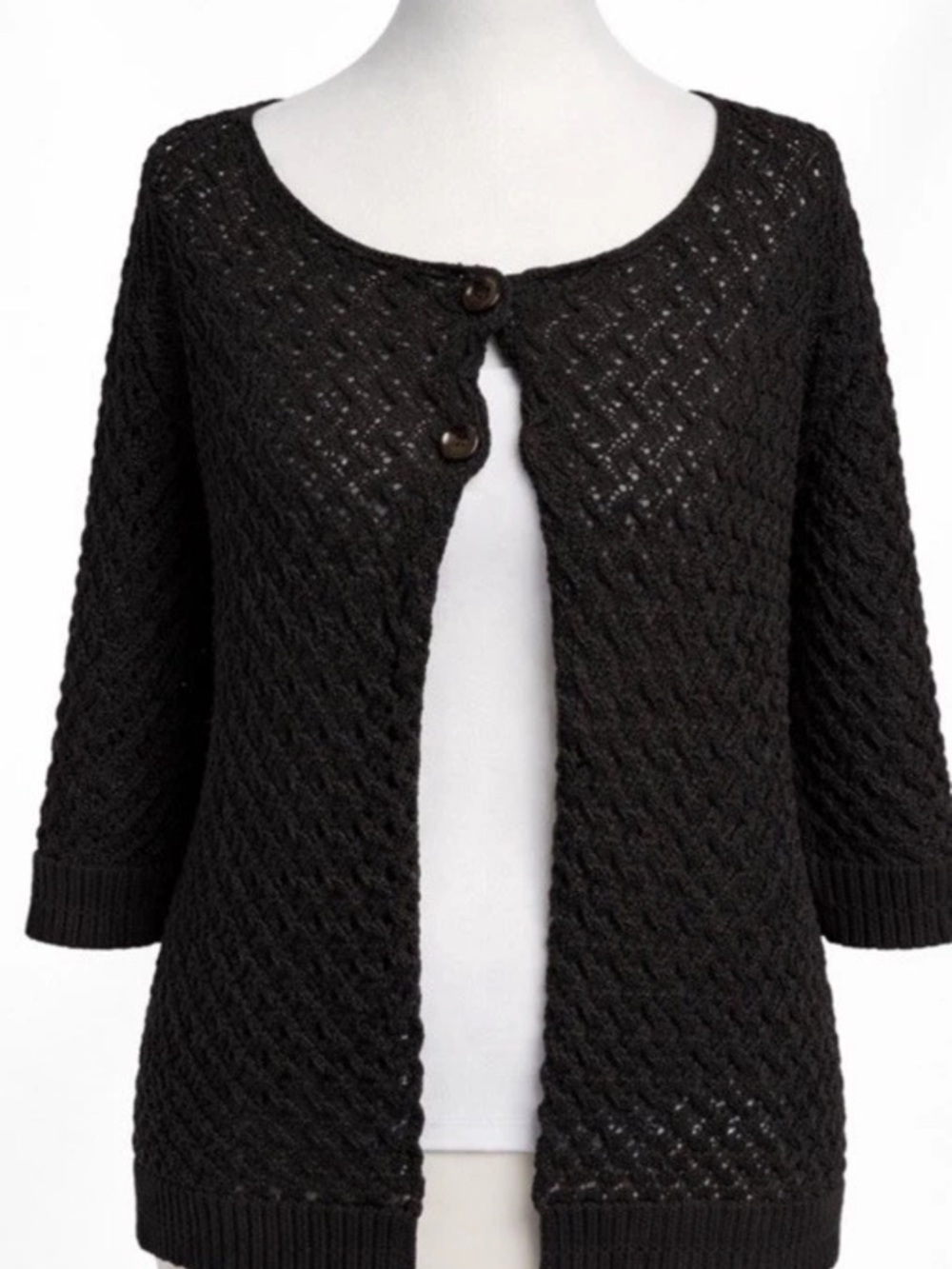 Jones New York 3X Navy Open Knit Cardigan Lightweight Classic Career Sweater